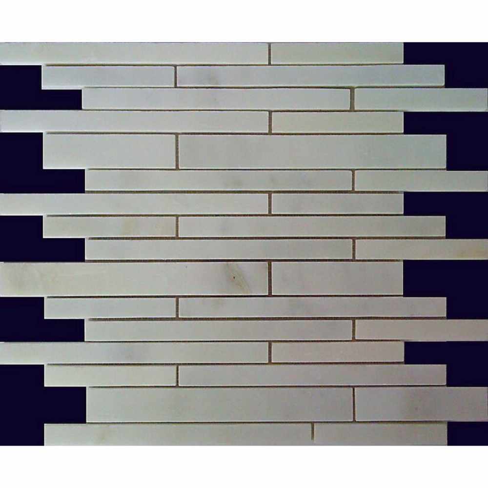 White Statuary 12X12 Straight Edge Polished Mosaic Tile