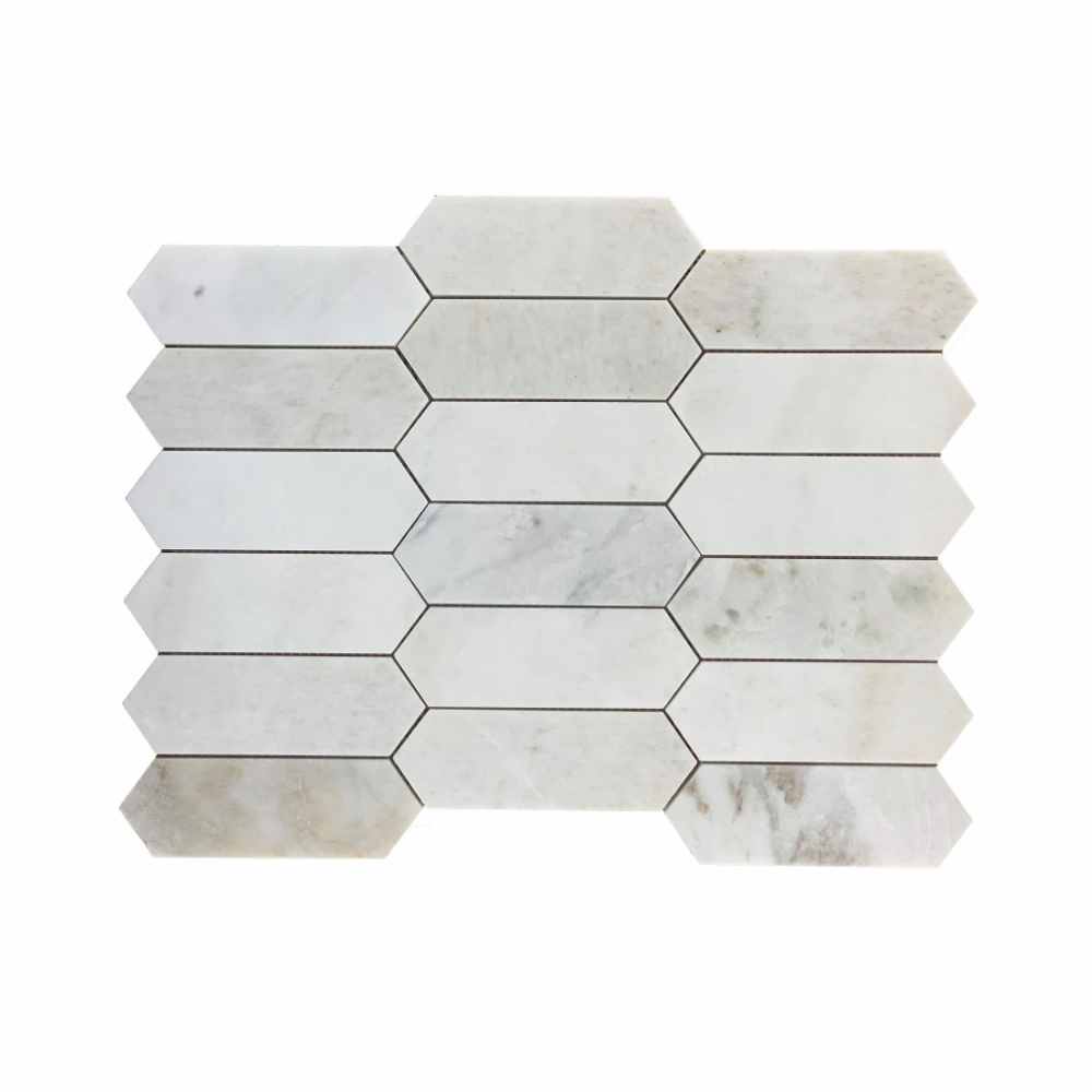 Bianco Oro Gem Shaped 2X6 Honed Marble Mosaic
