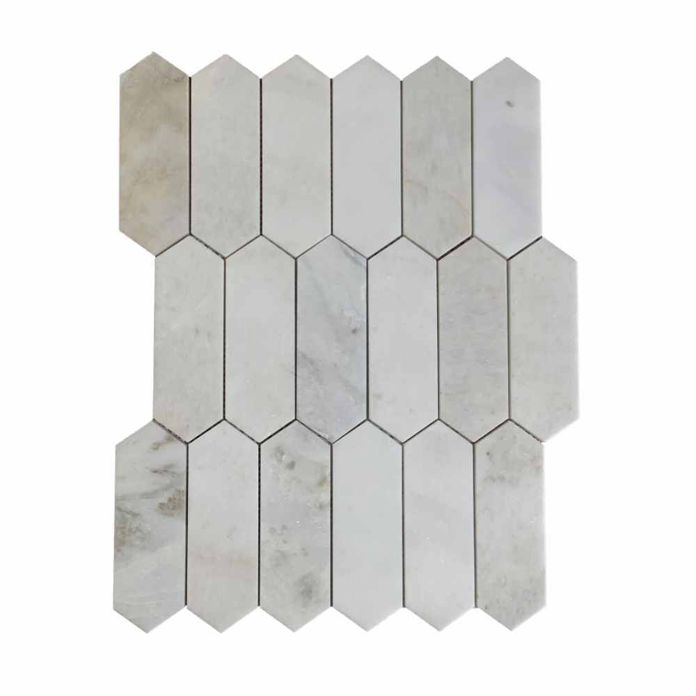 Bianco Oro 2X6 Gem Shaped Polished Marble Mosaic
