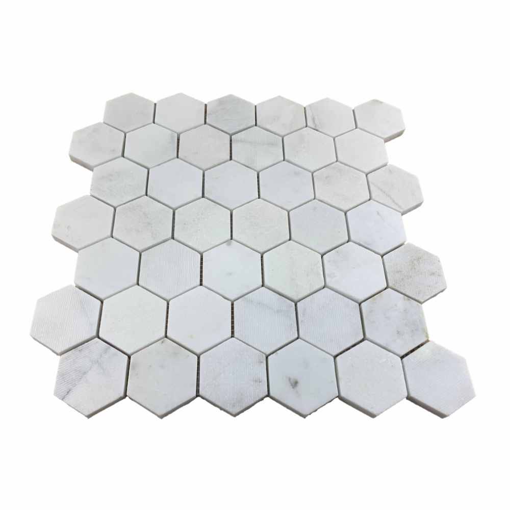 Bianco Oro 2X2 Multi Finish Hexagon Marble Mosaic