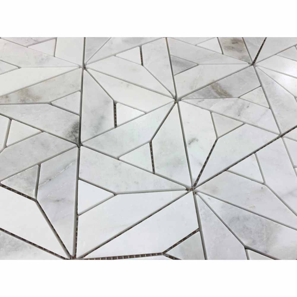 Bianco Oro Arrow Pattern Chevron Polished Marble Mosaic