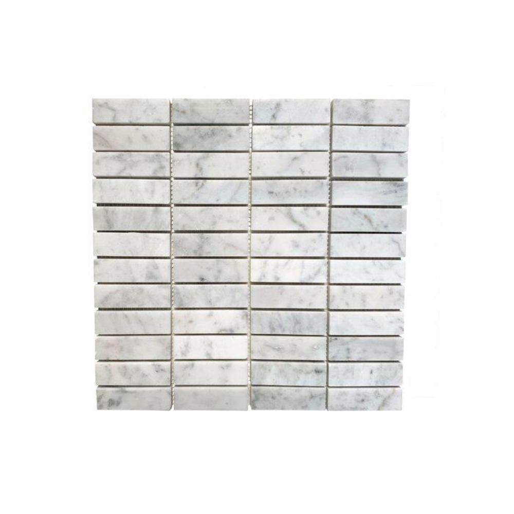 Carrara White 1X3 Straight Polished Marble Mosaic