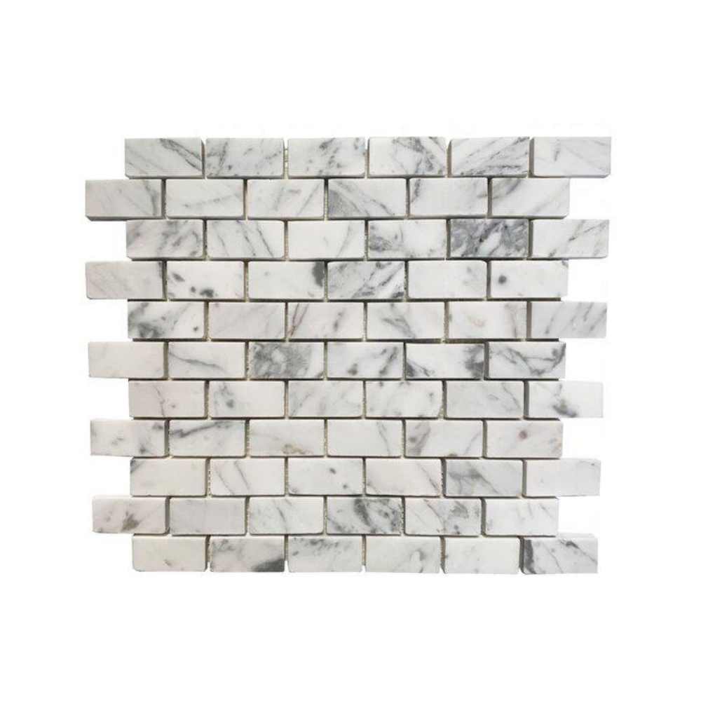 Carrara White 1x2 Brick Polished Marble Mosaic