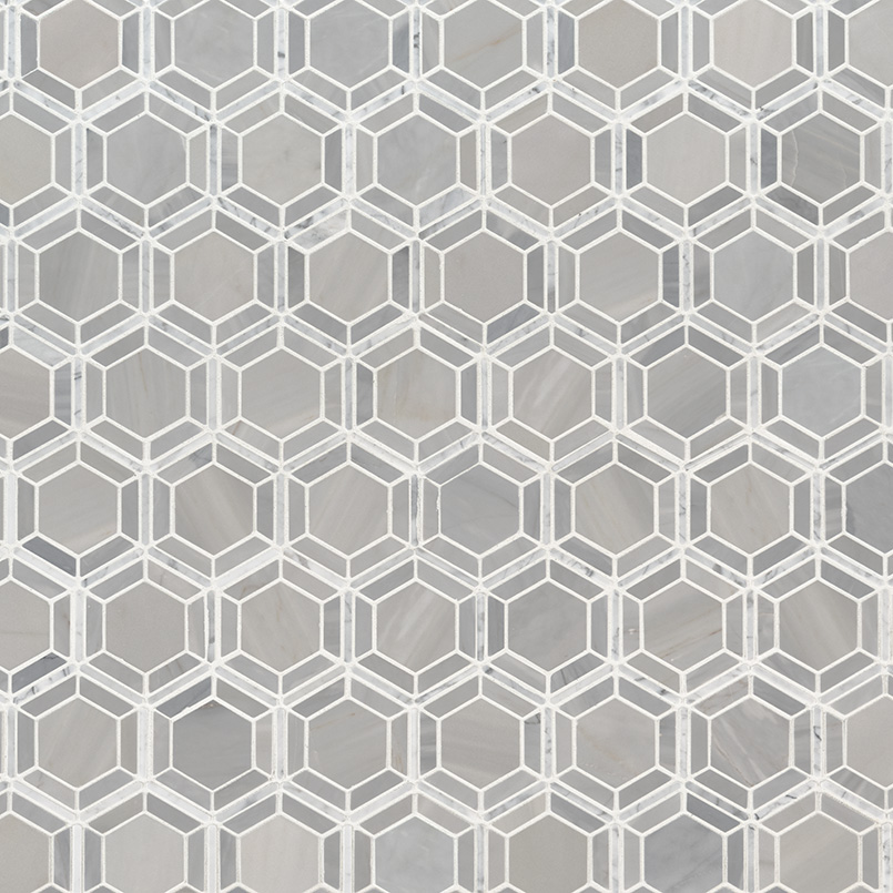 Hexagono Grigio Pattern Polished Marble Mosaic