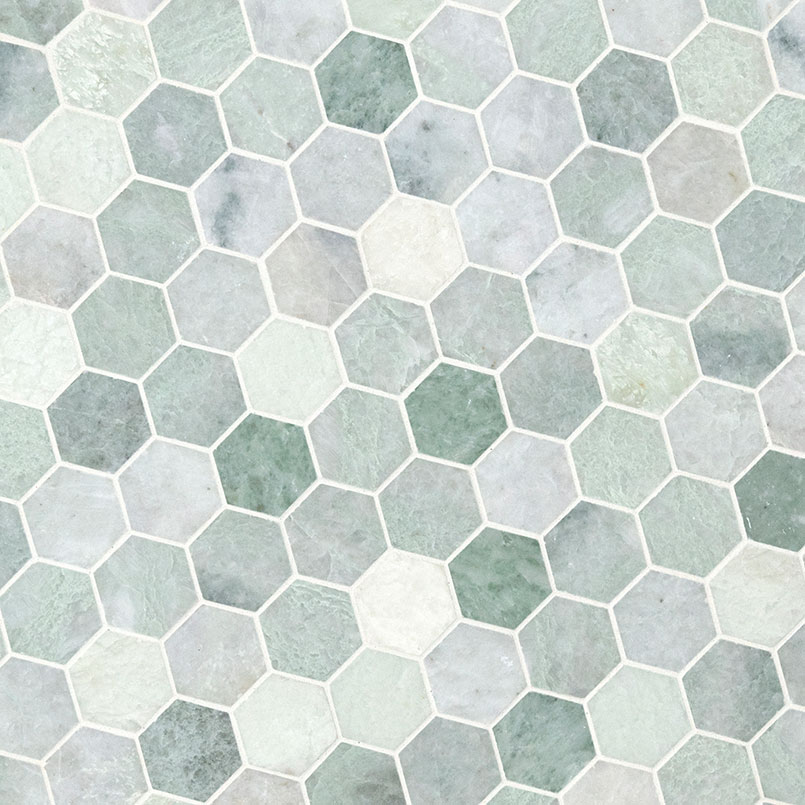 Icelandic Green Hexagon Polished Marble Mosaic