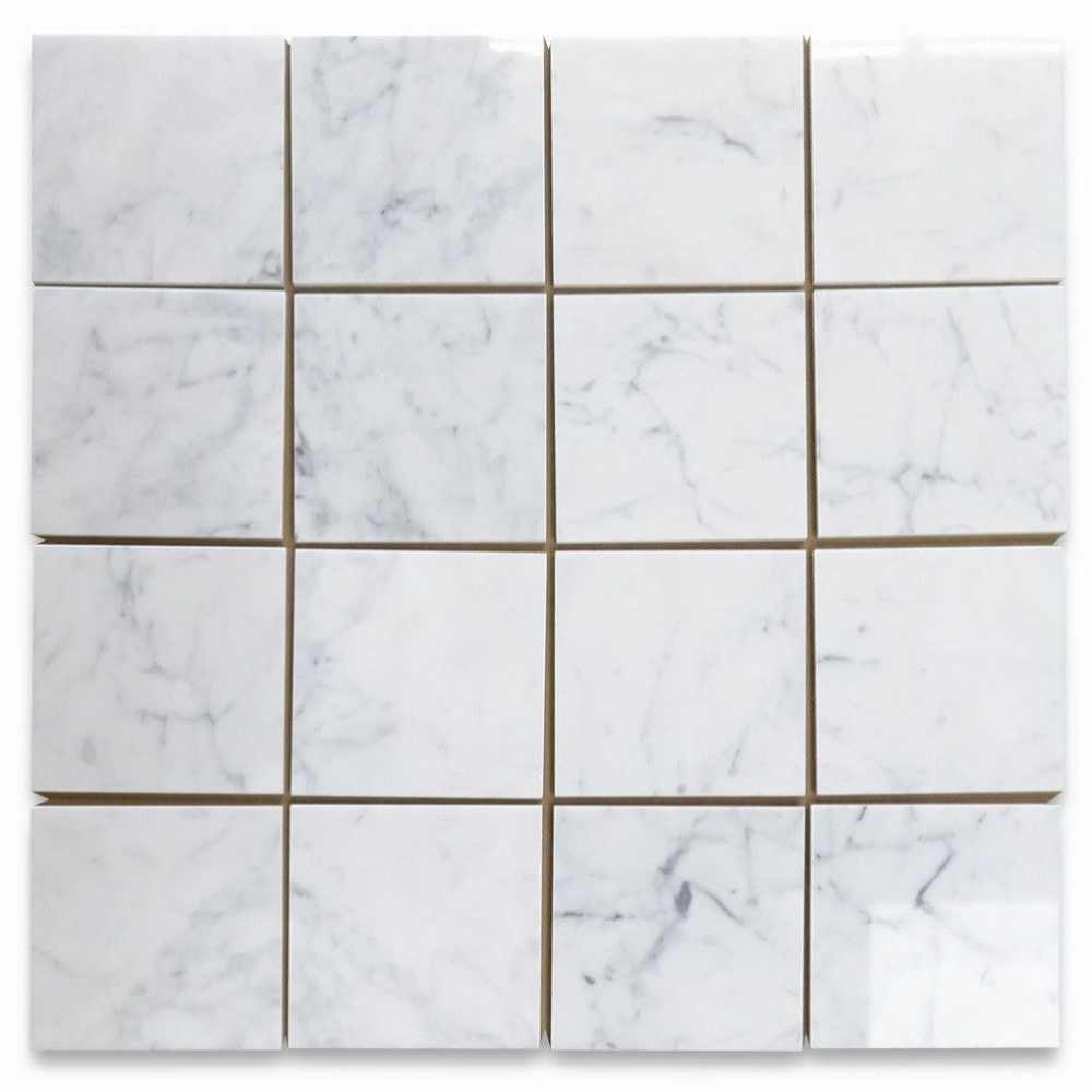 Italian Carrara White 6X6 Polished Marble Subway Tile