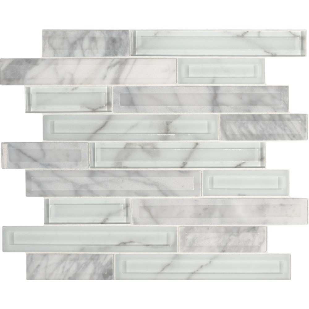 Blocki Blanco Interlocking Pattern Glass Stone Mosaic