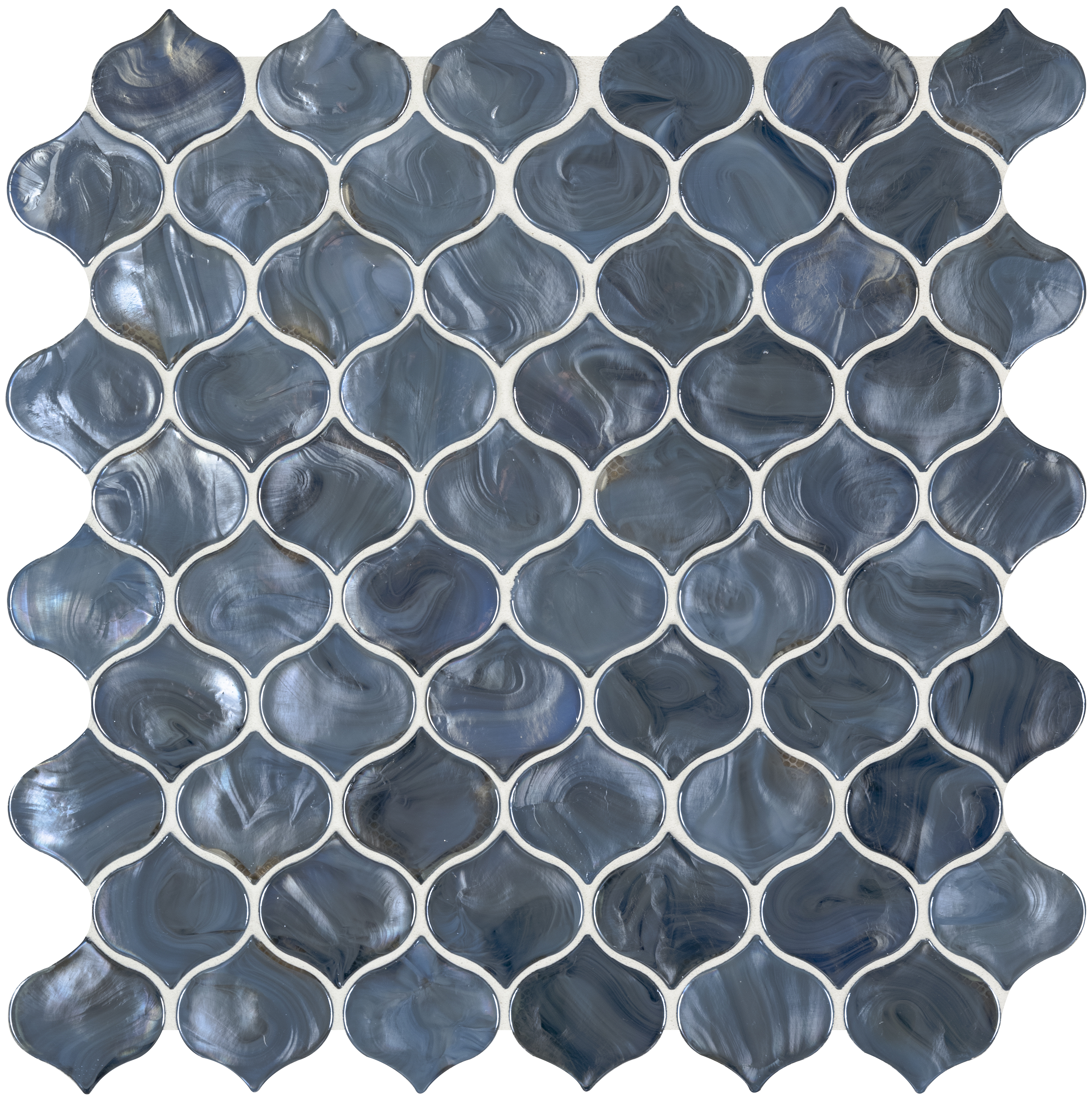 Blue Shimmer Arabesque 8mm Glossy Glass Mosaic Tile-1