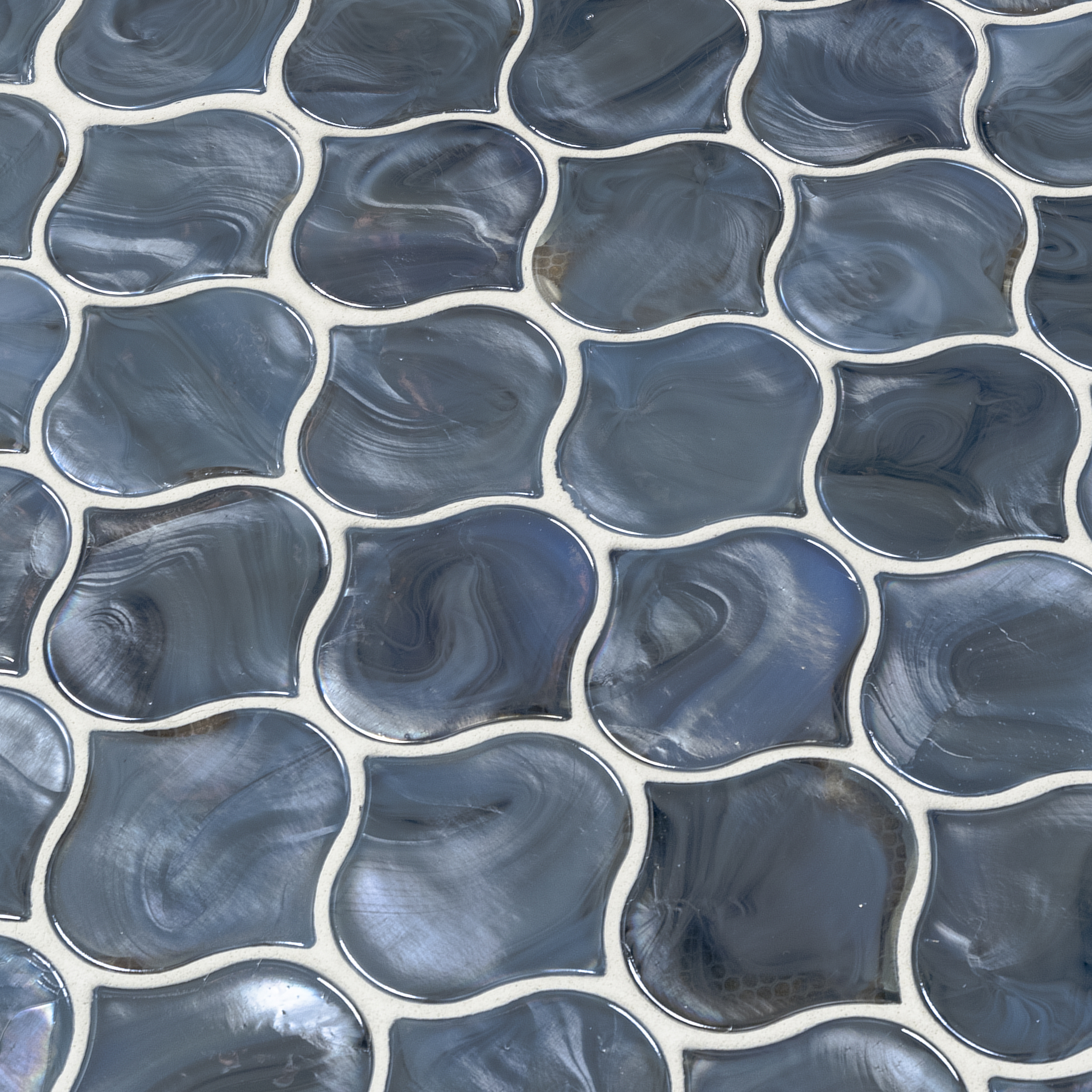 Blue Shimmer Arabesque 8mm Glossy Glass Mosaic Tile-2