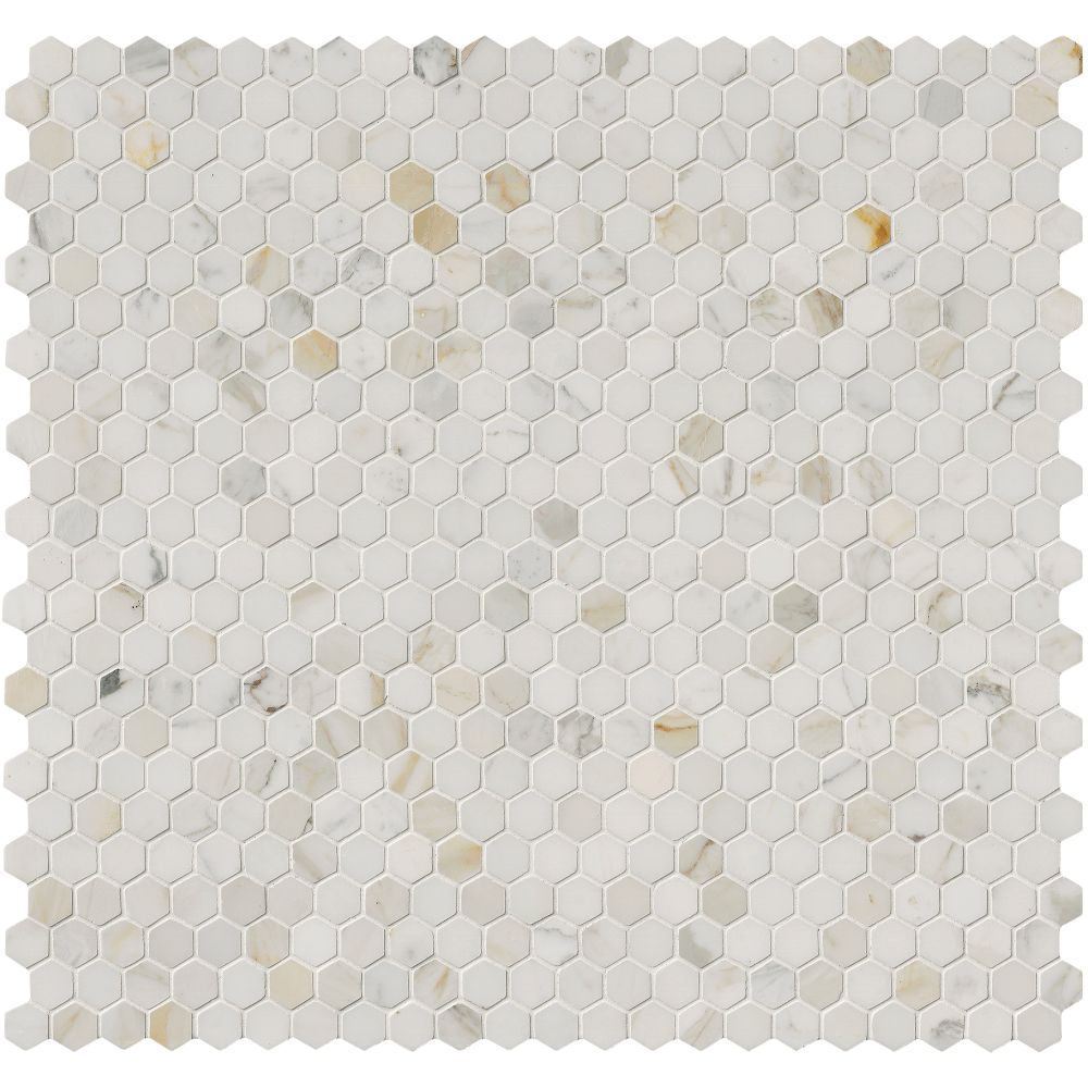 Calacatta Gold Hexagon 1x1 Polished Marble Mosaic