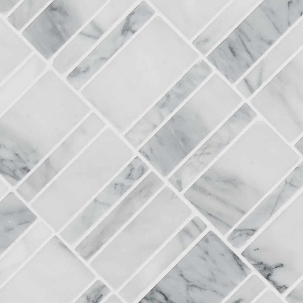Carrara Classique Multi Pattern Honed Marble Mosaic