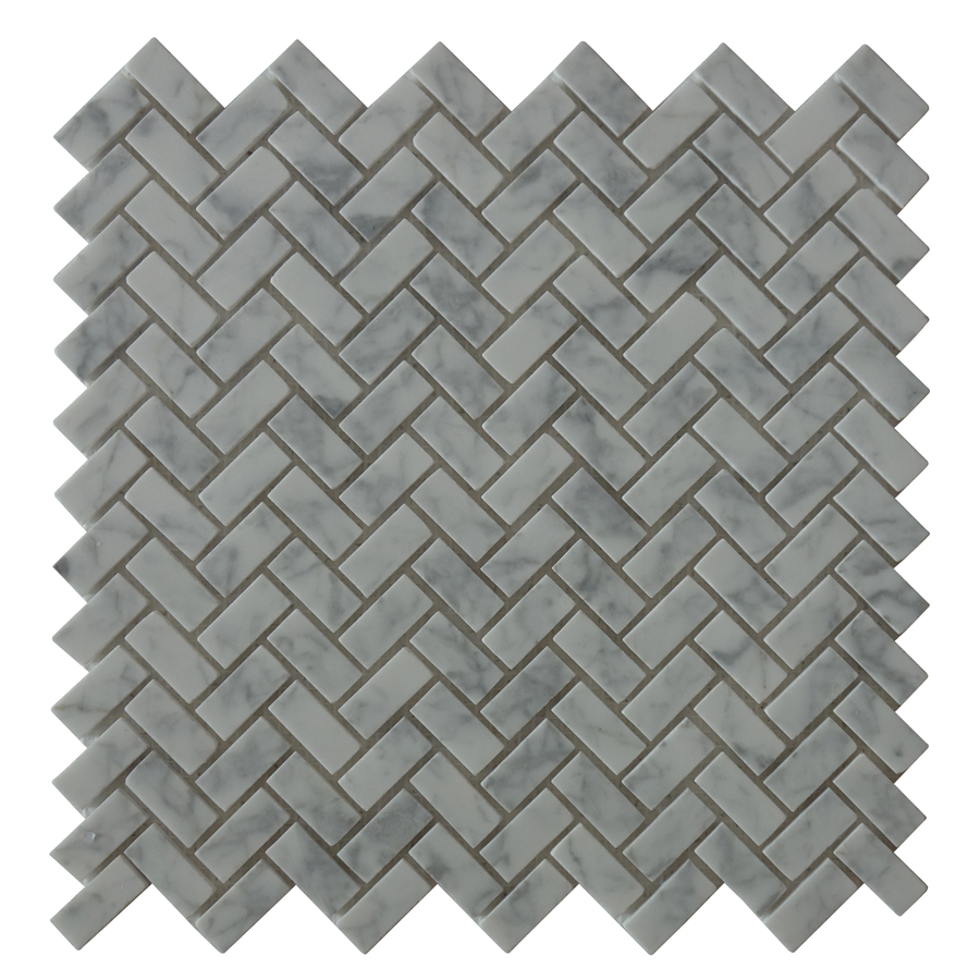 Carrara White Herringbone Mini Brick Pattern Mosaic Backsplash Tile USA