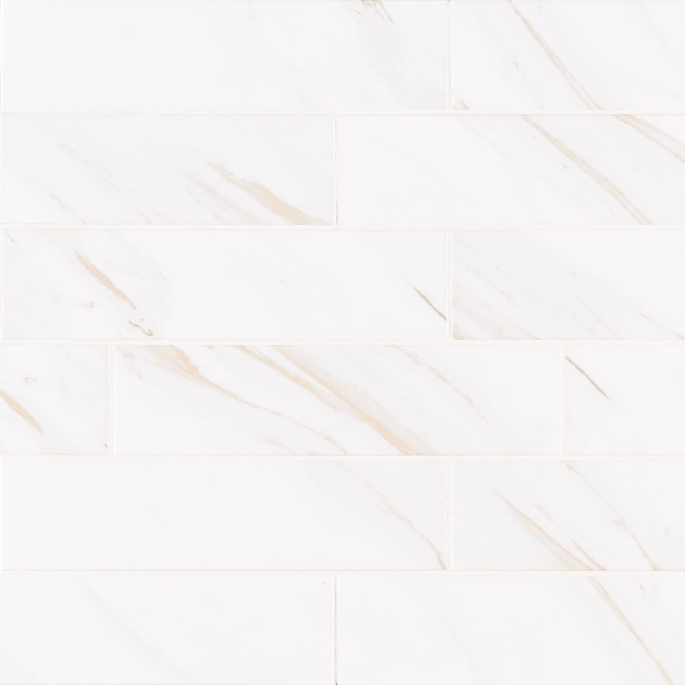 Classique White Calacatta 4X16 Glossy Ceramic Tile