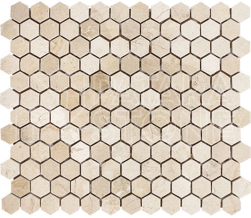Cream Marfil 1x1 Hexagon Polished Mosaic