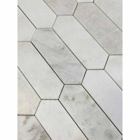 Bianco Oro 2X6 Gem Shaped Honed Marble Mosaic