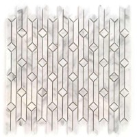 Carrara White 12X12 Polished Geometric Interlocking Mosaic