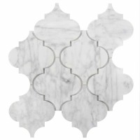 Carrara White Arabesque 5X6 Honed Waterjet Marble Mosaic