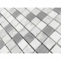 Carrara White Bardiglio 1X1 Gray Polished Marble Mosaic
