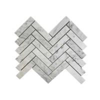 Carrara White 1X4 Herringbone Polished Marble Mosaic