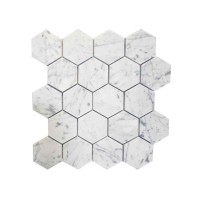 Carrara White 3X3 Hexagon Polished Marble Mosaic