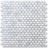 Carrara White Mini Brick 5/8X1.25 Polished Marble Mosaic
