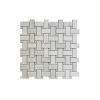 Oriental White With White Dot 1X2 Basketweave Honed Mosaic