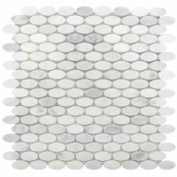 White Statuary Oval 0.6X1.25 Polished Marble Mosaic Wall Tile