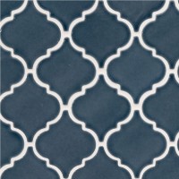 Bay Blue Arabesque 10.83X15.50 Glossy Ceramic Mosaic Tile