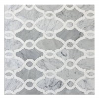Bellagio Carrara And Thassos White 14X11 Polished Waterjet Mosaic