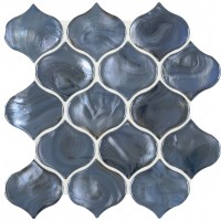 Blue Shimmer Arabesque 8mm Glossy Glass Mosaic Tile