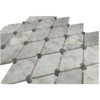 Carrara White 1X2 With Gray Dot Diamond Pattern Polished Mosaic
