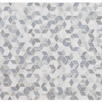 Harlow Cube Pattern 11.58X12.56 Glass Stone Metal Blend Mosaic Tile
