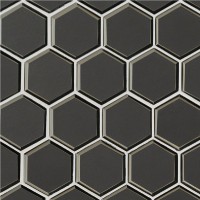 Metallic Gray Beveled 10.15X12.13 Hexagon Glossy Glass Mosaic Tile