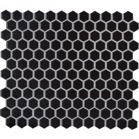 Retro Nero Hexagon 11X12 6mm Glossy Porcelain Mosaic Tile