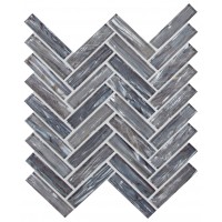 Shimmering Silver Herringbone 12X12 8mm Glossy Glass Mosaic Tile