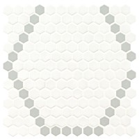 White and Gray Hive 11.73x11.85 Matte Porcelain Mosaic Tile