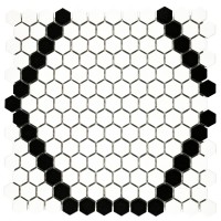 White and Black Hive 11.73x11.85 Matte Porcelain Mosaic Tile