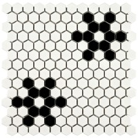 White and Black Mod Petal 11.73x11.85 Matte Porcelain Mosaic Tile