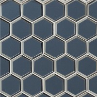 Vague Blue 10.15X12.13 Hexagon Glossy Glass Mosaic Tile