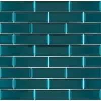 Verde Azul 2.5x8 Beveled Glass Subway Tile 