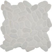 White Pebbles 10mm Tumbled Marble Mosaic Tile