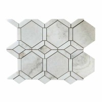 Bianco Oro 4x4 Gem Shaped Polished Marble Mosaic
