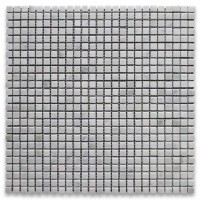 Carrara White Mini Square Tiht Joint 3/8X3/8 Polished Marble Mosaic