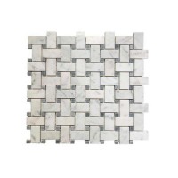 Carrara White With Gray Dot 1X2 Basketweave Polished Mosaic