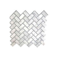 Carrara White With Gray Dot 1X2 Herringbone Polished Mosaic