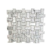 Carrara White With Thassos White Dot Basketweave Honed Marble Mosaic