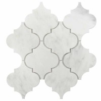 Oriental White Arabesque 5X6 Polished Waterjet Marble Mosaic