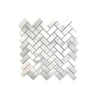 Oriental White 1X2 Herringbone Honed Marble Mosaic