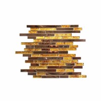 Stainless Steel Golden Glass Linear 12X12 Mix Mosaic