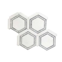 Thassos And Carrara Mixed White Line 6X6 Hexagon Mosaic